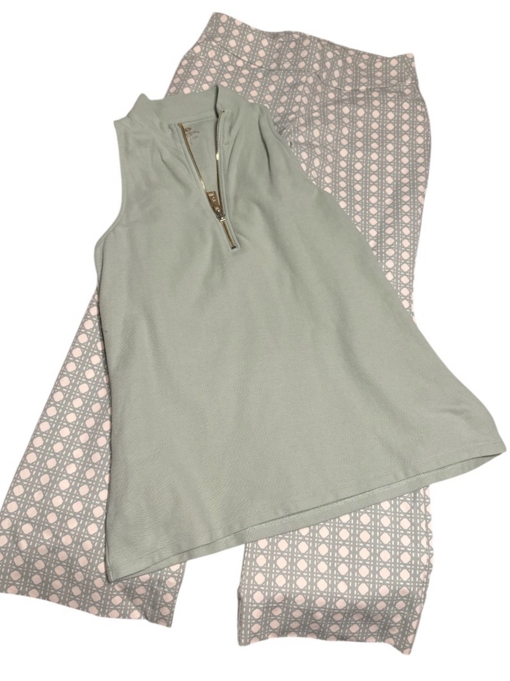 Spartina 449 Serena Mint Green Center Front Half-Zip Sleeveless Top - Picture 6 of 8